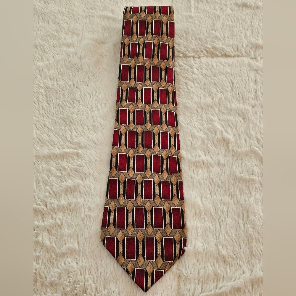 Cocktail Collection Men's Necktie, Maroon, Green & Brown. Excellent Condition!